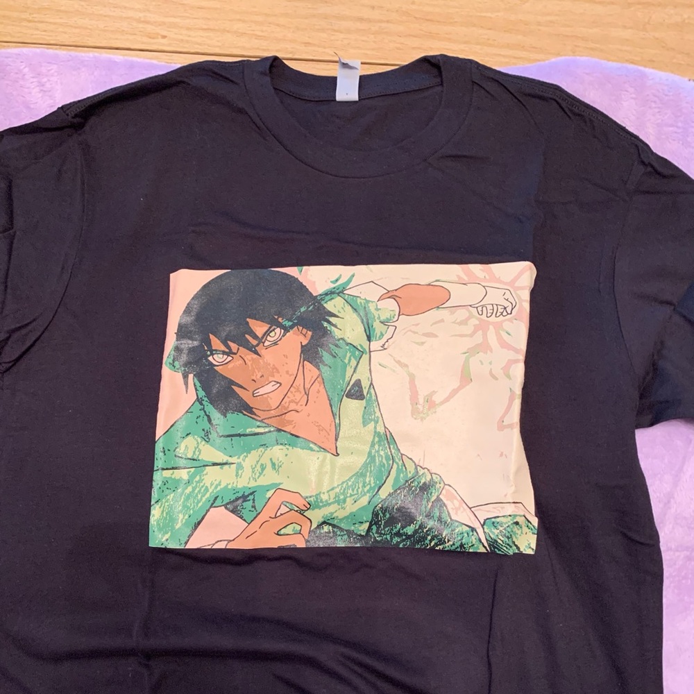 Anime character t-shirt.